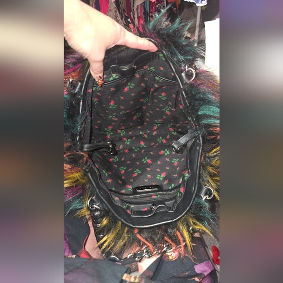 🍁🍂RARE HTF NWOT VINTAGE BETSEY JOHNSON SHOWSTOPPER FUR TOTE - Picture 3 of 7
